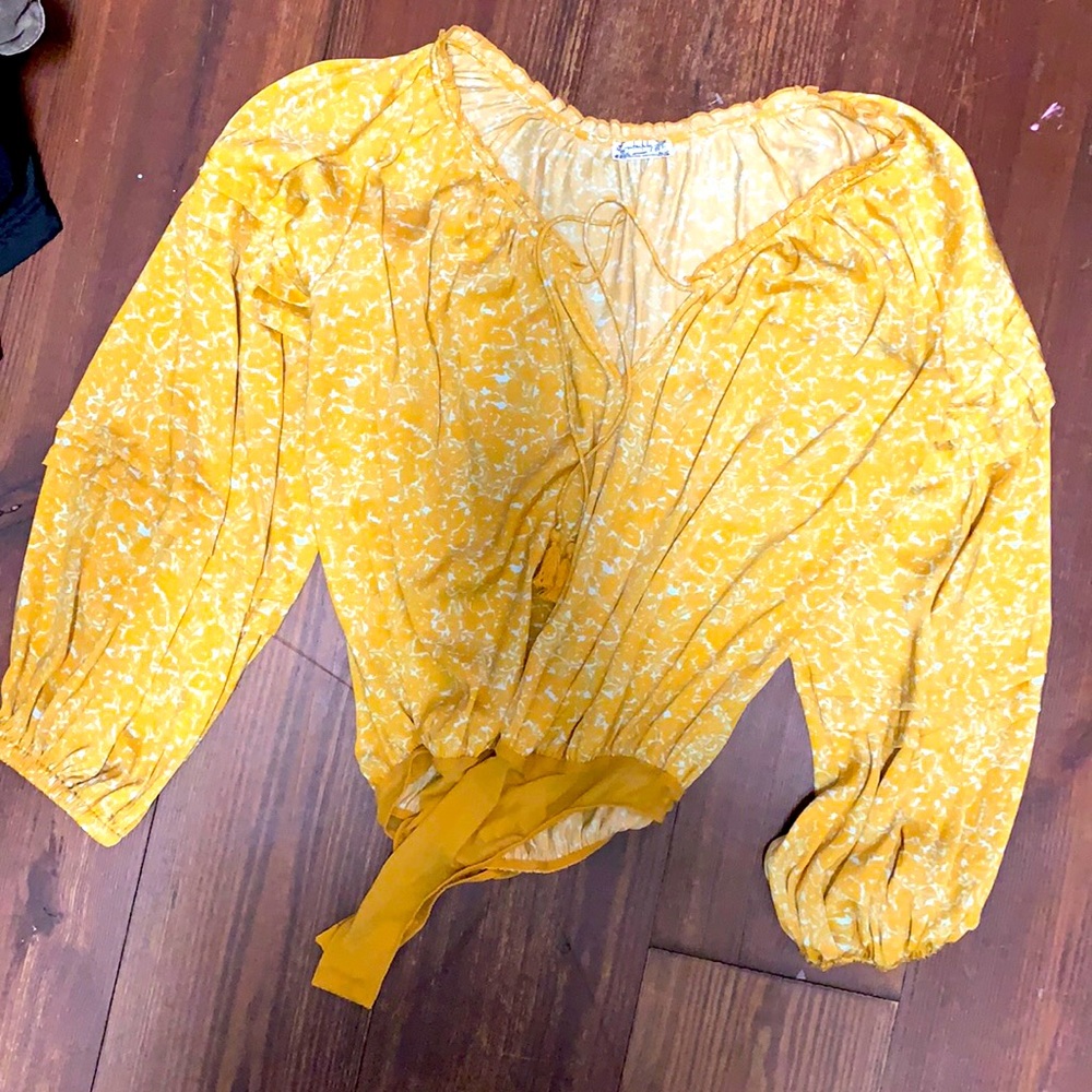 Intimately Free people blouse tucks bodysuit